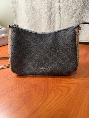 Nine West Dark Brown Patterned Crossbody Bag